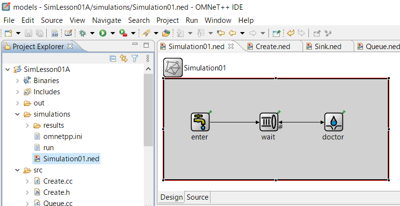 はじめてのOMNeT++～待ち行列のサービスが1つの場合 #シミュレーション