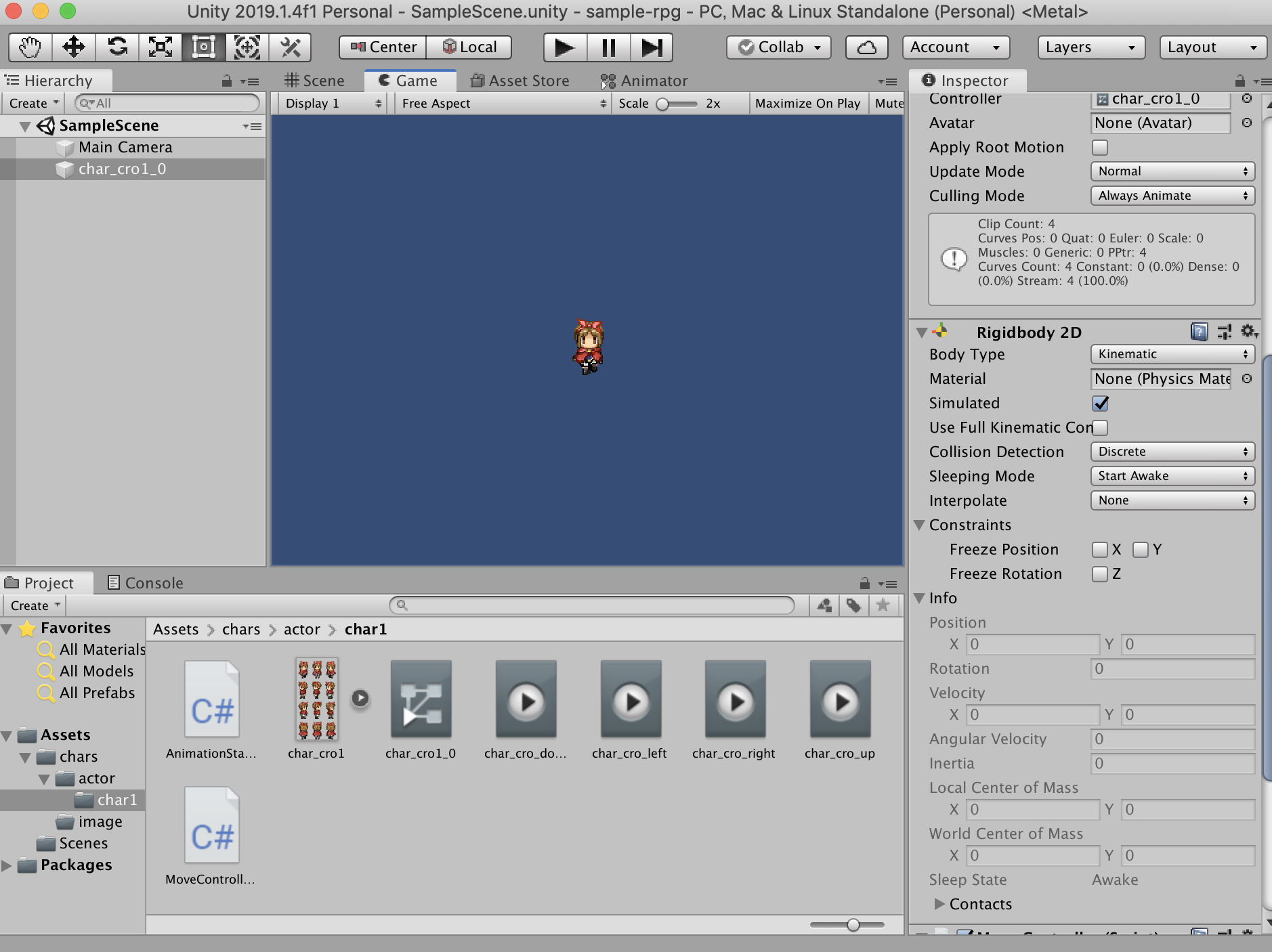 Unityでrpgを作るpart1 歩行アニメーションと操作 Qiita